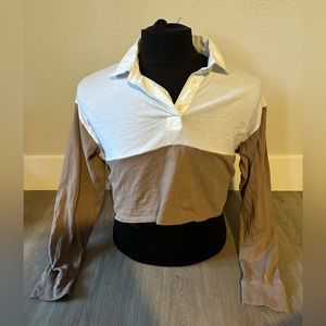 Hollister Womens Cropped Long Sleeve Polo Shirt Size Small